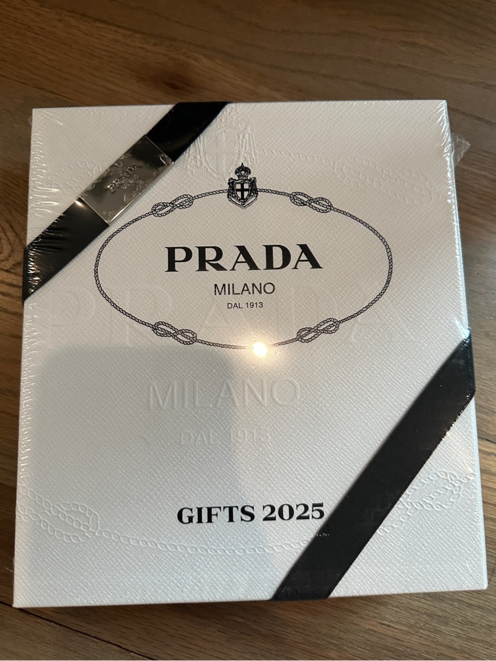 EXCLUSIVE Prada White Presentation Box with Books, Black Ribbon Accents - sealed